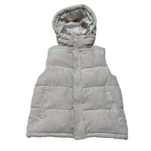 Bagatelle Collection Women's Ivory Hooded Quilted Snap Zip Vest Long Size Small